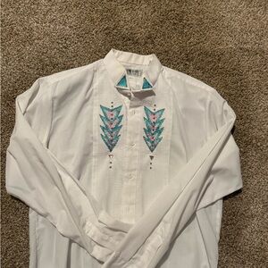 Wayne Scott White Embroidered Men's Shirt
